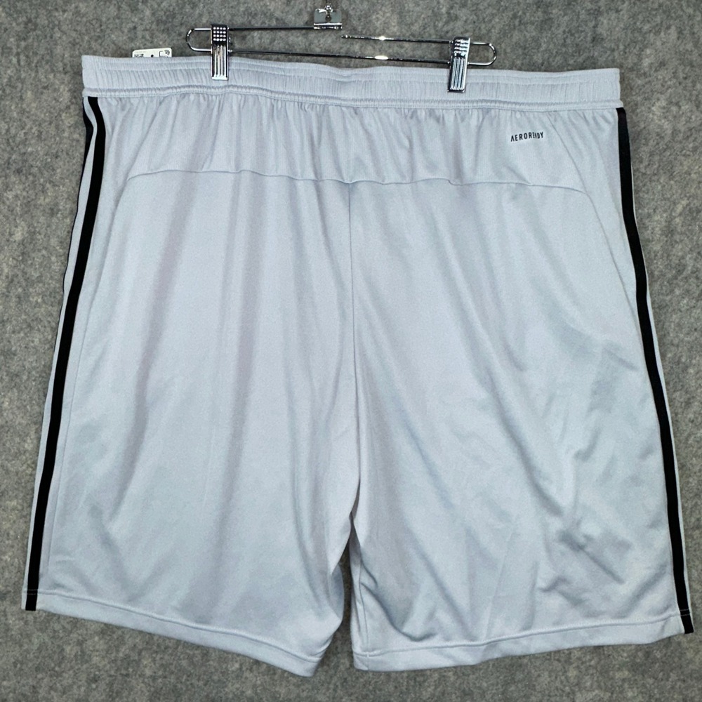 Adidas Shorts Mens 3XLT Silver M 3S SHO Aeroready Primeblue 3-Stripe HC6867 - Picture 2 of 10